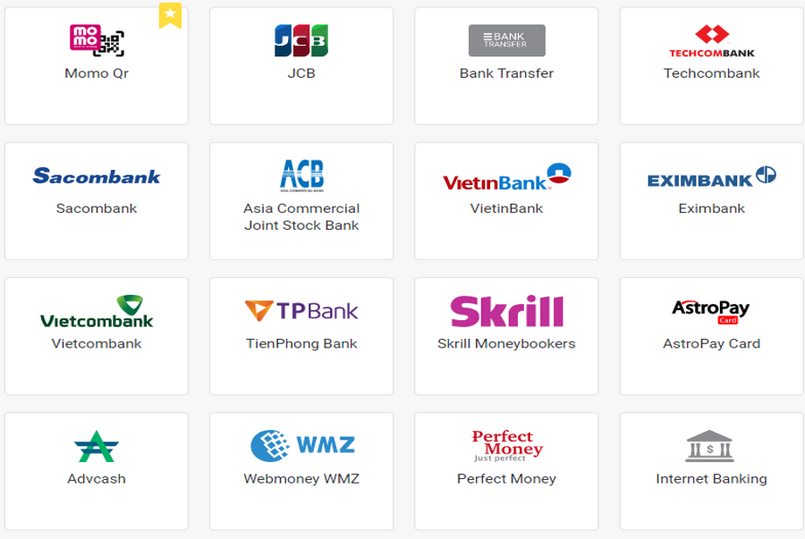 Các ngân hàng đều được trang bị đầy đủ trên website